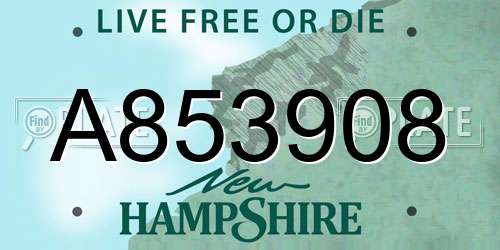 A853908 New Hampshire License Plate