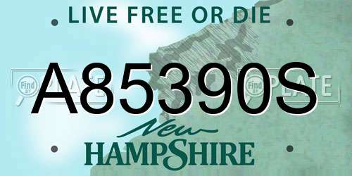 A85390S New Hampshire License Plate