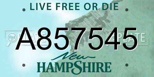 A857545 New Hampshire License Plate