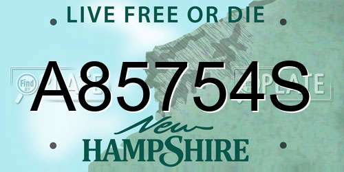 A85754S New Hampshire License Plate