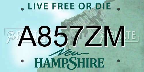 A857ZM New Hampshire License Plate