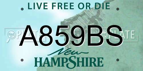 A859BS New Hampshire License Plate