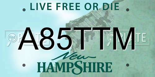 A85TTM New Hampshire License Plate