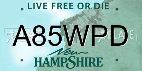 A85WPD New Hampshire License Plate