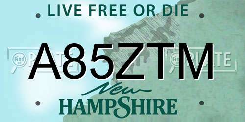 A85ZTM New Hampshire License Plate