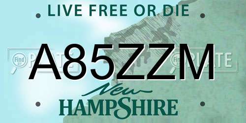 A85ZZM New Hampshire License Plate