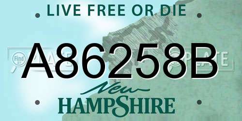 A86258B New Hampshire License Plate