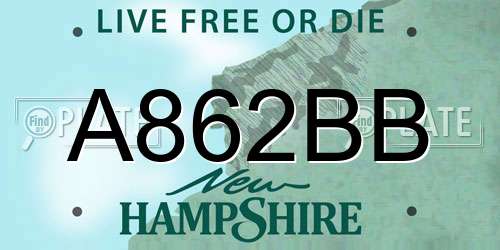 A862BB New Hampshire License Plate
