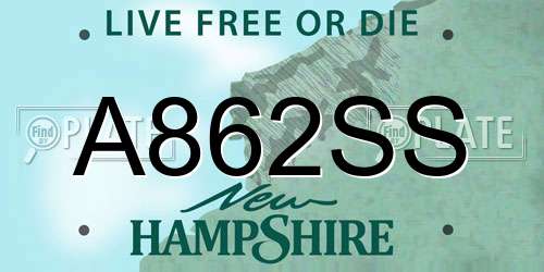 A862SS New Hampshire License Plate