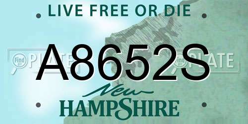 A8652S New Hampshire License Plate