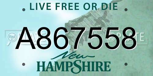 A867558 New Hampshire License Plate