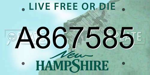 A867585 New Hampshire License Plate