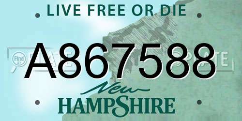 A867588 New Hampshire License Plate