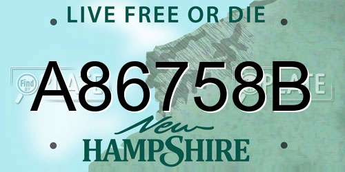 A86758B New Hampshire License Plate
