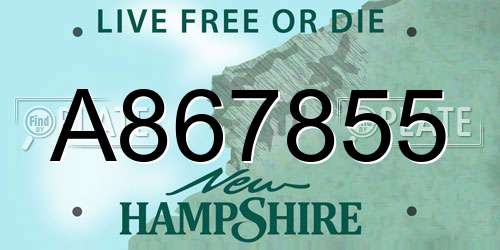 A867855 New Hampshire License Plate