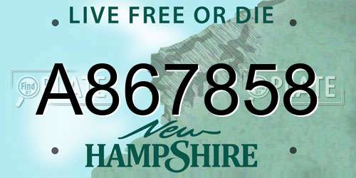 A867858 New Hampshire License Plate