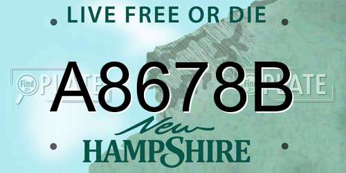 A8678B New Hampshire License Plate