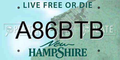 A86BTB New Hampshire License Plate