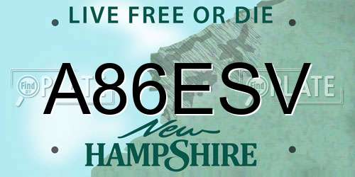 A86ESV New Hampshire License Plate
