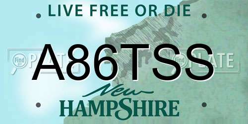 A86TSS New Hampshire License Plate