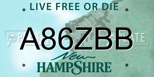 A86ZBB New Hampshire License Plate