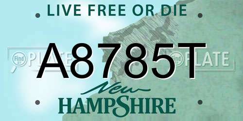 A8785T New Hampshire License Plate