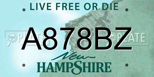 A878BZ New Hampshire License Plate