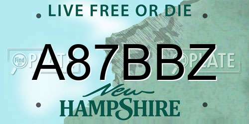 A87BBZ New Hampshire License Plate