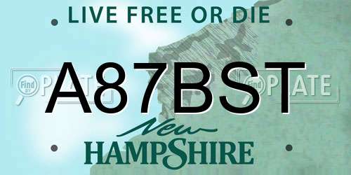 A87BST New Hampshire License Plate