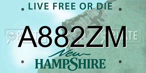 A882ZM New Hampshire License Plate
