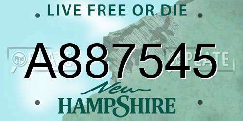 A887545 New Hampshire License Plate