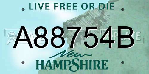 A88754B New Hampshire License Plate