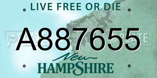 A887655 New Hampshire License Plate