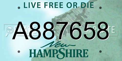 A887658 New Hampshire License Plate