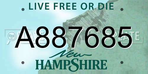 A887685 New Hampshire License Plate