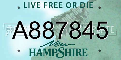 A887845 New Hampshire License Plate
