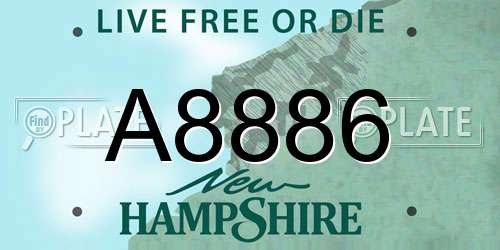 A8886 New Hampshire License Plate
