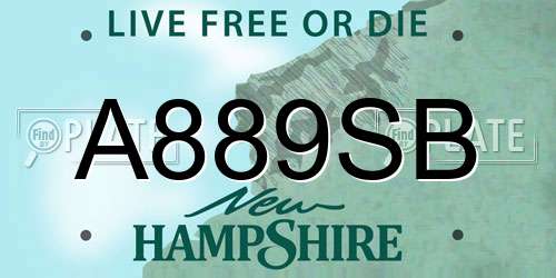 A889SB New Hampshire License Plate