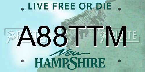 A88TTM New Hampshire License Plate