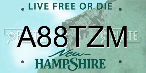 A88TZM New Hampshire License Plate