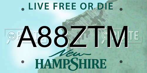 A88ZTM New Hampshire License Plate