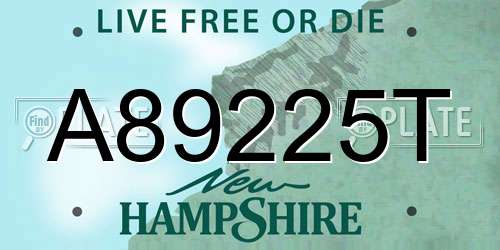 A89225T New Hampshire License Plate