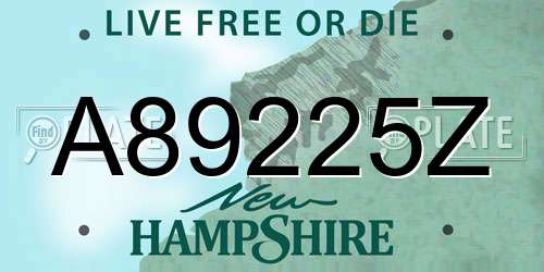 A89225Z New Hampshire License Plate