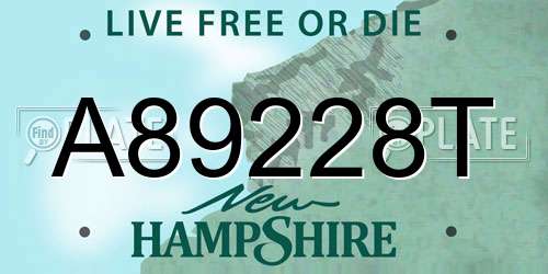A89228T New Hampshire License Plate