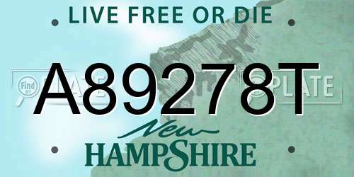A89278T New Hampshire License Plate