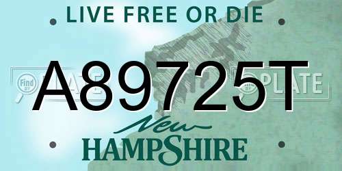 A89725T New Hampshire License Plate