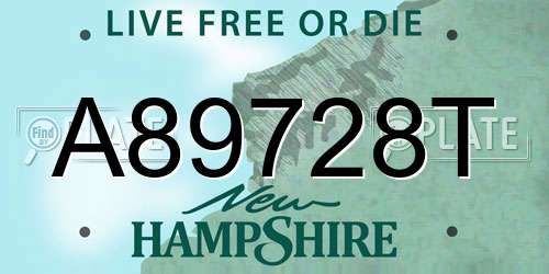 A89728T New Hampshire License Plate