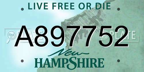 A897752 New Hampshire License Plate