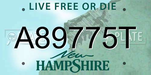 A89775T New Hampshire License Plate