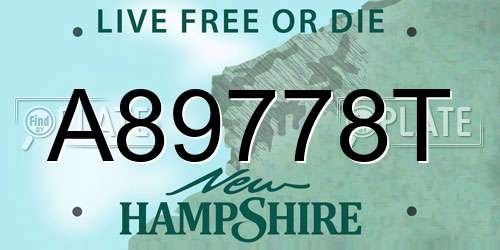 A89778T New Hampshire License Plate